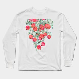 red orange pomegranate watercolor 2020 Long Sleeve T-Shirt